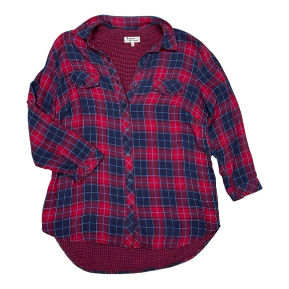 Hester & Orchard Red Navy Plaid Button Front Shirt Size Medium EUC - Picture 11 of 12